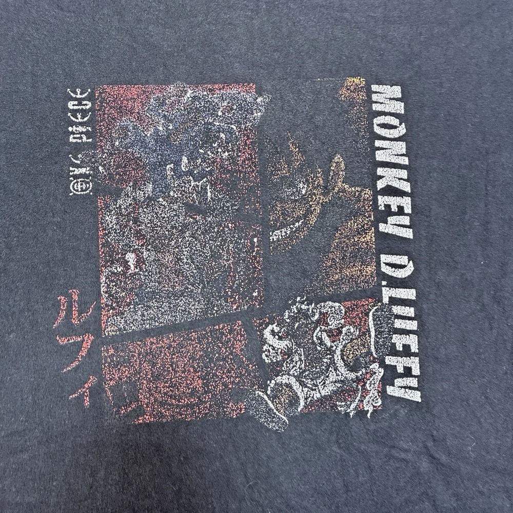 Monkey D Luffy Shirt Mens Large‎ Black One Piece Anime Graphic Tee Punk Y2K
